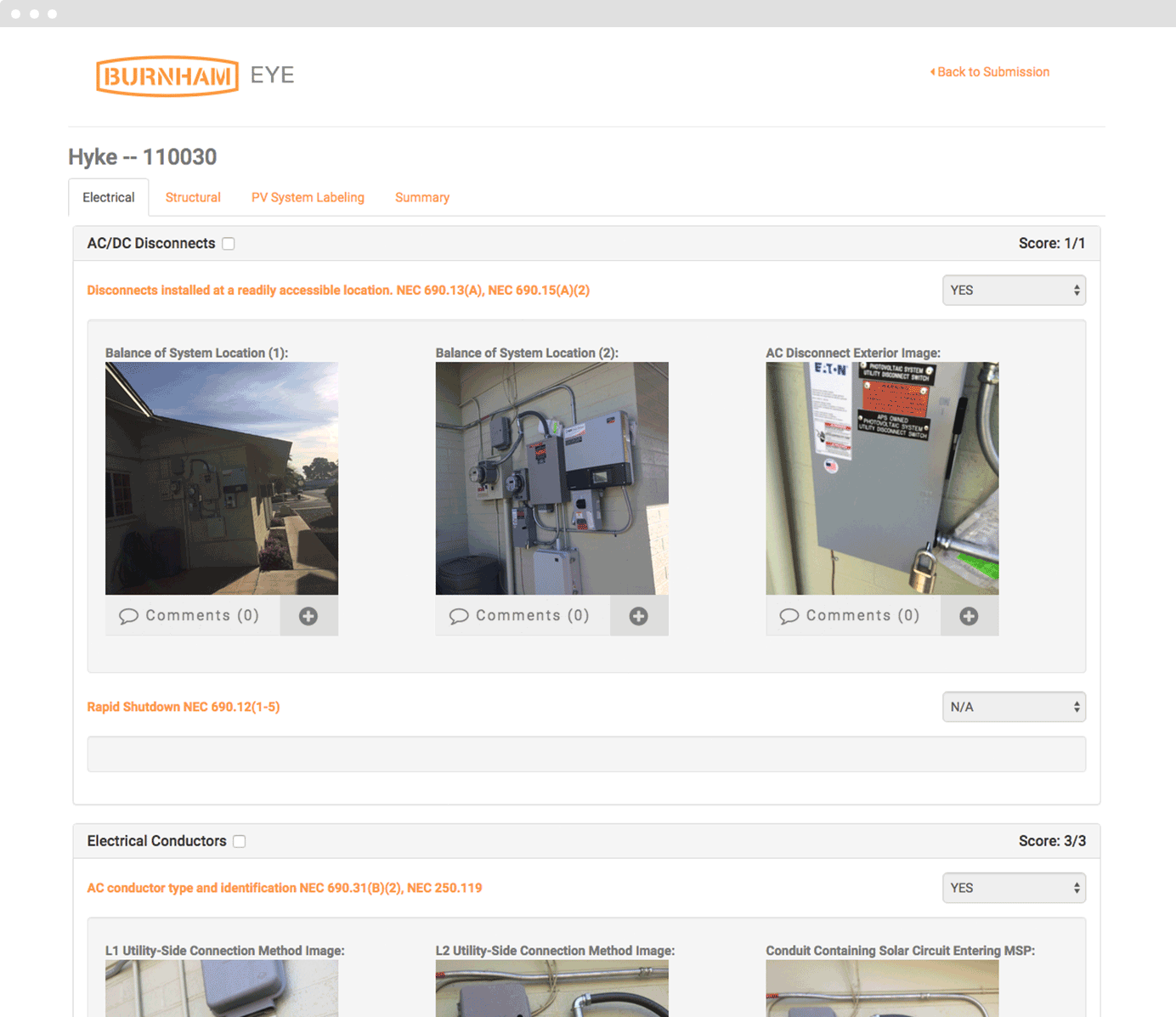 BurnhamEYE collects solar installation photos and other information from an installation directly from any smartphone.