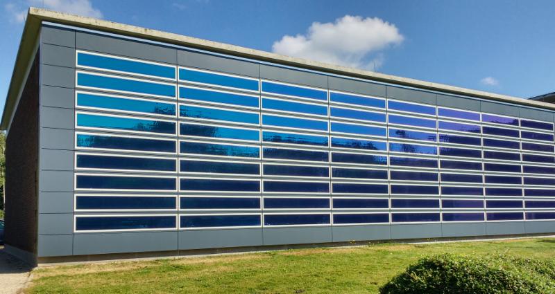 The new BIPV installation is intended to be used as a real-world testing facility to better understand electricity generation from an OPV system on a building façade. Image: Heliatek