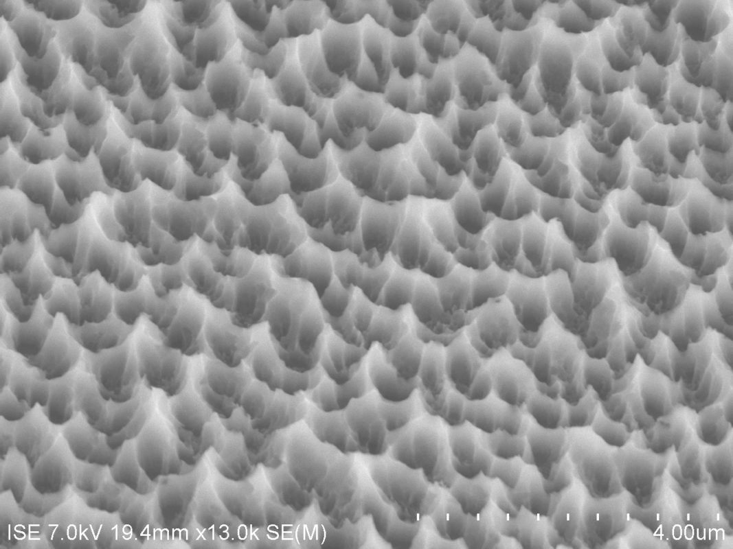 Plasma texturing of crystalline silicon wafer: Image Fraunhofer ISE