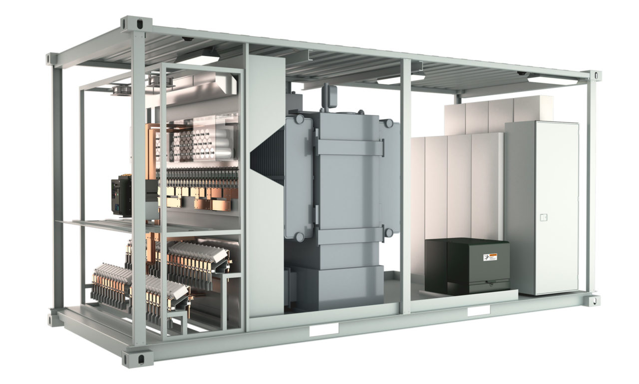 The use of SiC power electronics enables the LV5+ inverter to adopt a highly efficient air cooling system with air-to-air heat exchangers instead of filters, for hot and harsh environments, reducing operating costs by a claimed US$300,000 over the lifetime of a 100MW solar plant and results in low maintenance. Image: GE Energy