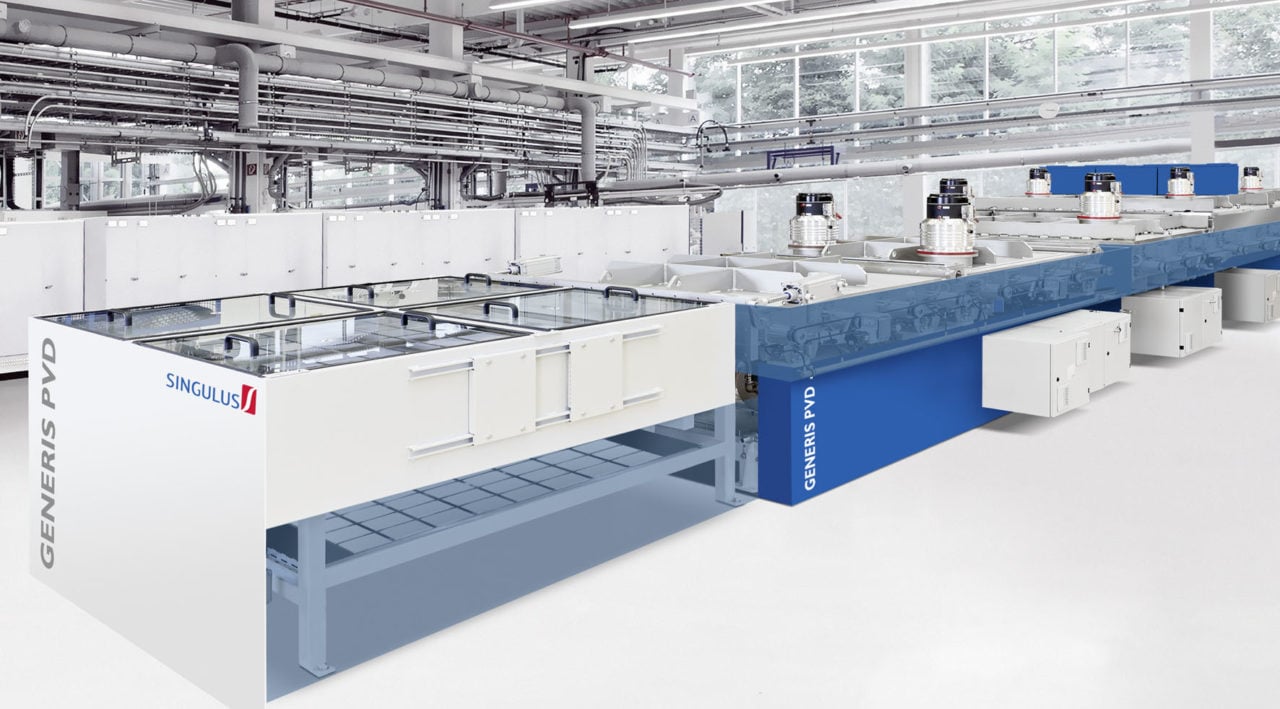 With the GENERIS PVD sputtering system, contact layers can be deposited on the front and rear of the Si wafers without the need to turn the wafers between coating processes and without vacuum interruption.