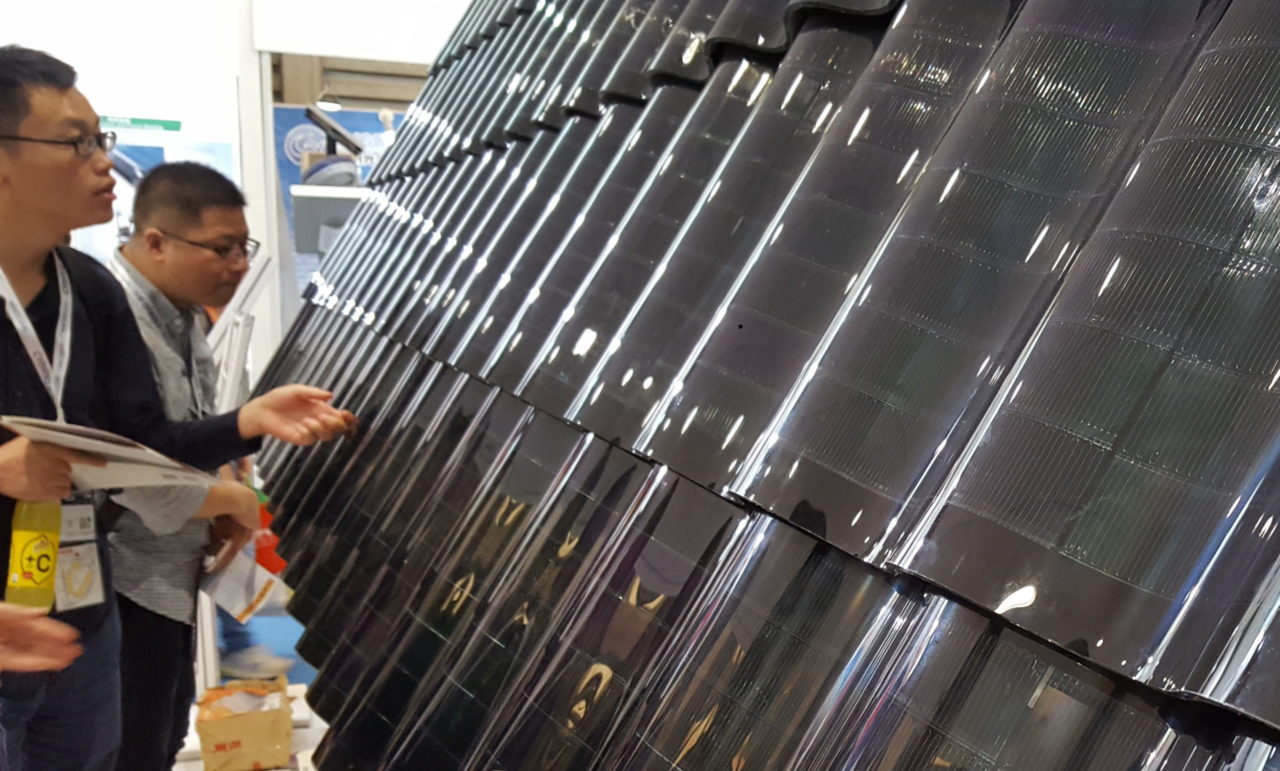 Hanergy's HanTile, roofing system was displayed at SNEC in 2017 and 2018, claimed to have started a presale campaign in roughly 20 countries worldwide after it was officially released as a product in April, 2018. Image: PV Tech