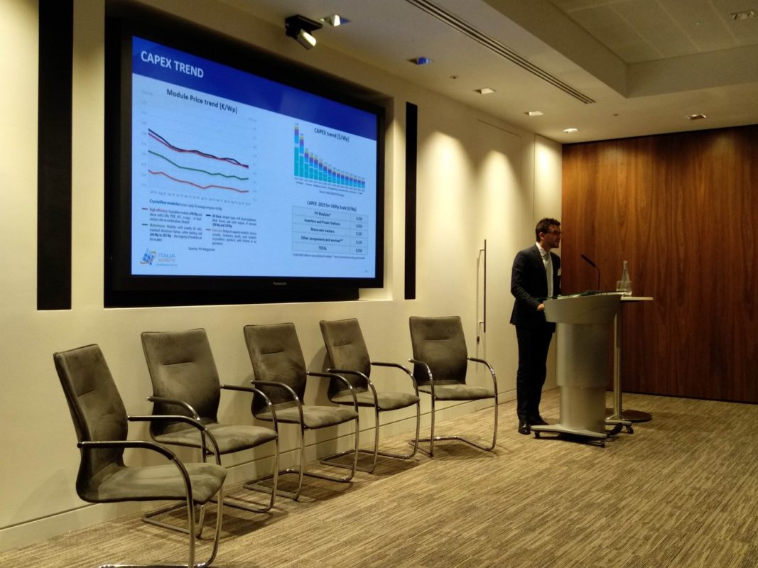 The belief in energy storage’s central role in the Italian solar transition extended to various speakers at Italia Solare's London session (Image credit: Solar Media)