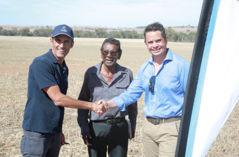 Carnegie CEO Michael Ottaviano; Cedric Jacobs, Elder, Perth Noongar Foundation; and Hon. Ben Wyatt, Treasurer, Minister for Finance, Energy, Aboriginal Affairs at the Ground Breaking Ceremony. Credit: Carnegie