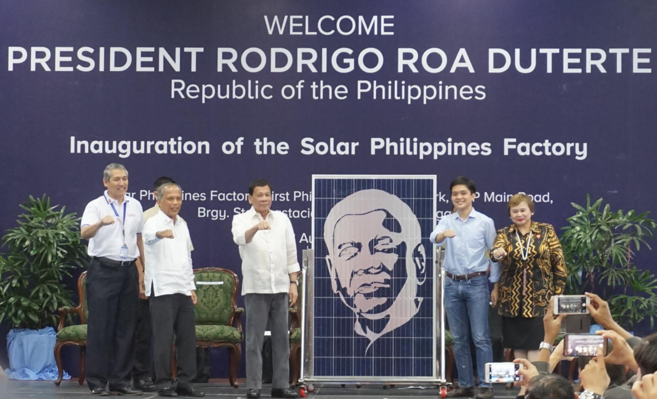 The official inauguration of Solar Philippines' factory, with President Duterte in attendance.