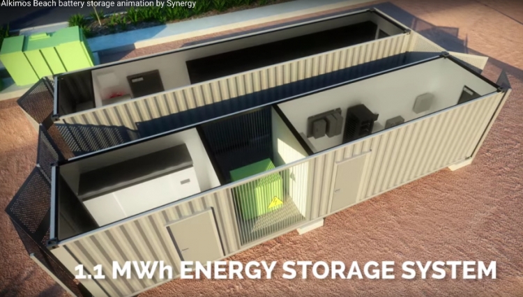 Computer rendering of the containerised energy storage, screenshot taken from Synergy / ARENA Youtube presentation. Image: ARENA.