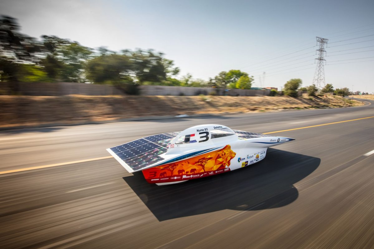 The Nuon8S solar car in action. Source: DSM