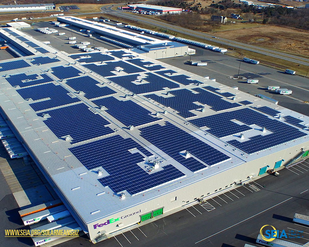 FedEx stood as one of the many US companies listed on the Solar Means Business report. Image: SEIA